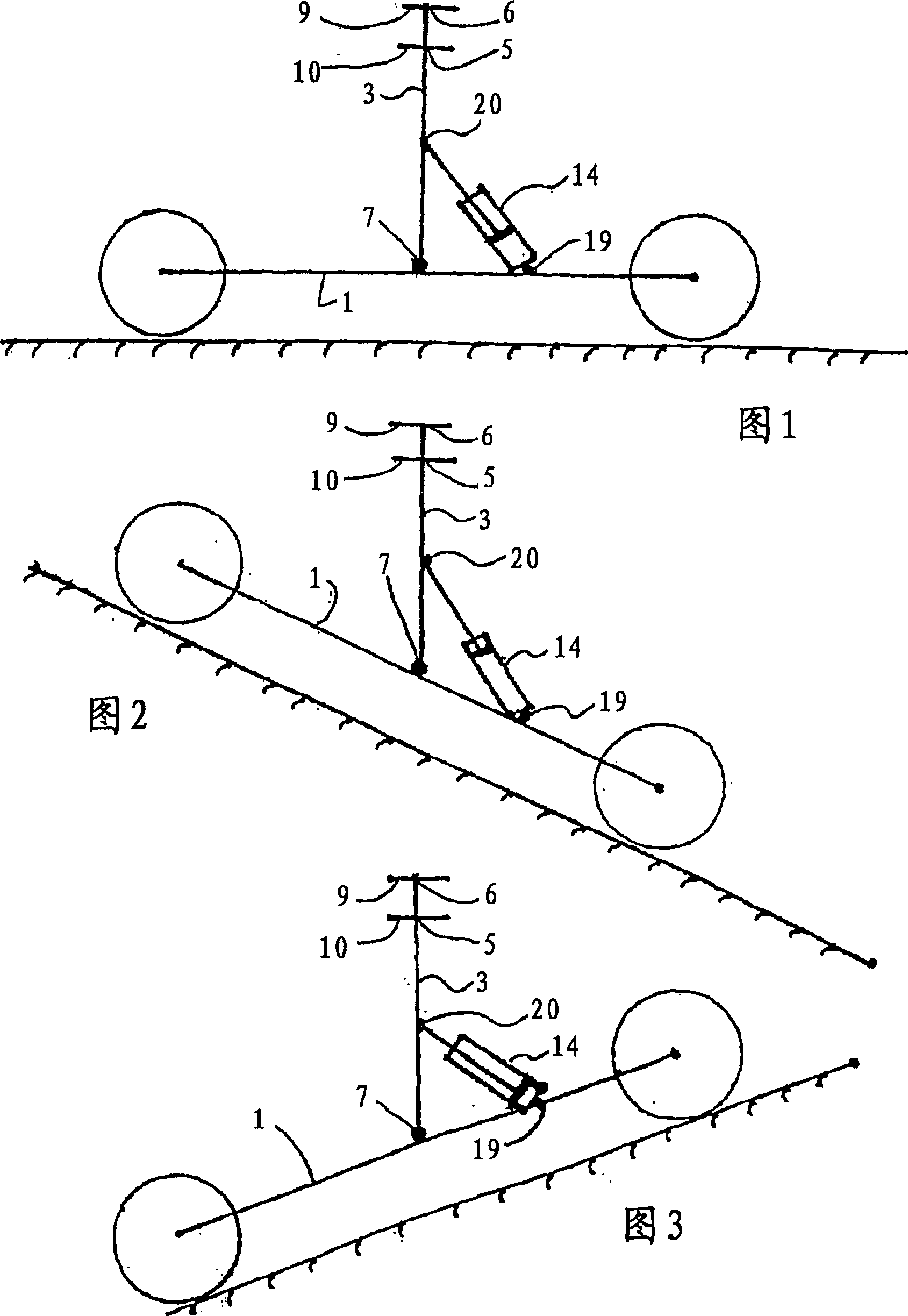 Hight adjustable chassis for regulating orientation of chassis part in relation to reference orientation
