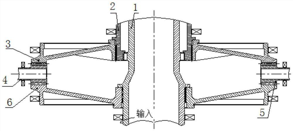 Face gear transmission coaxial reversing device