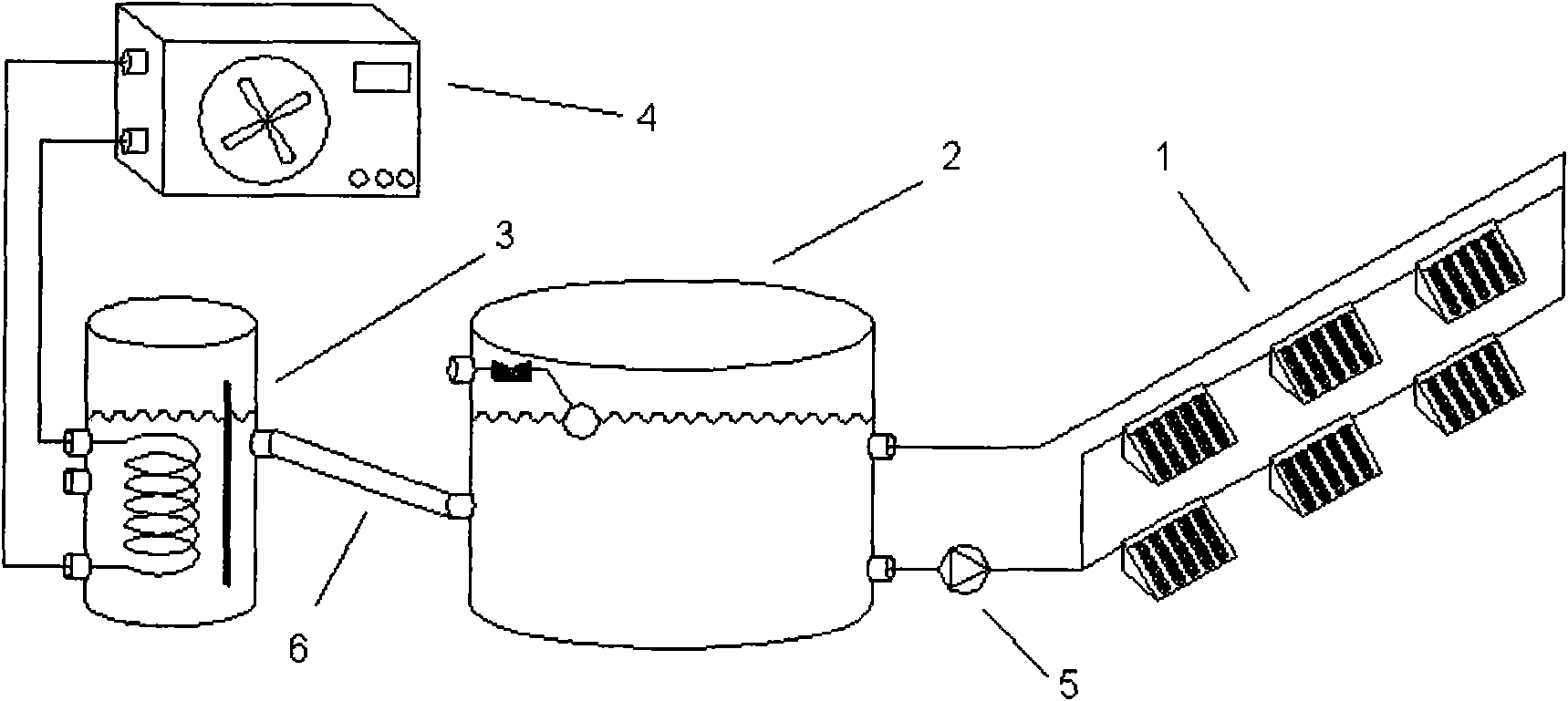 Air source heat pump assisted solar water heating system applicable to rail transportation base