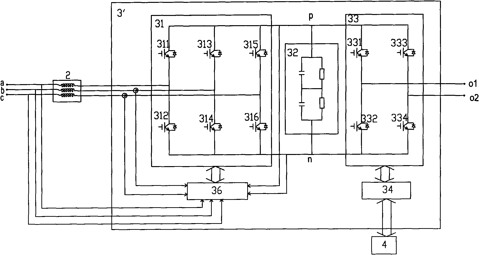 Energy feedback type power unit cascaded high voltage frequency converter