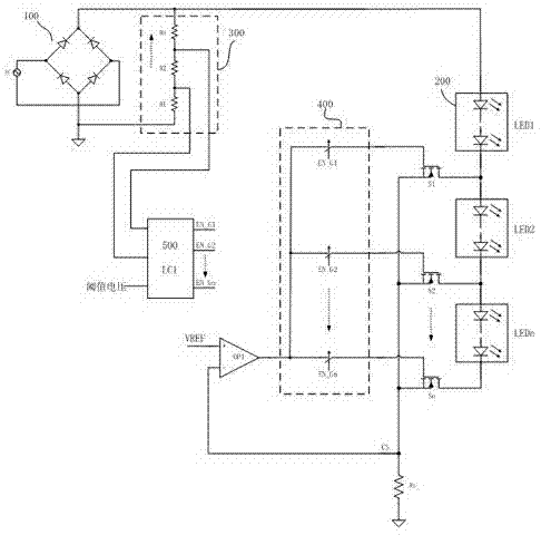 LED linear constant current control circuit and LED linear circuit