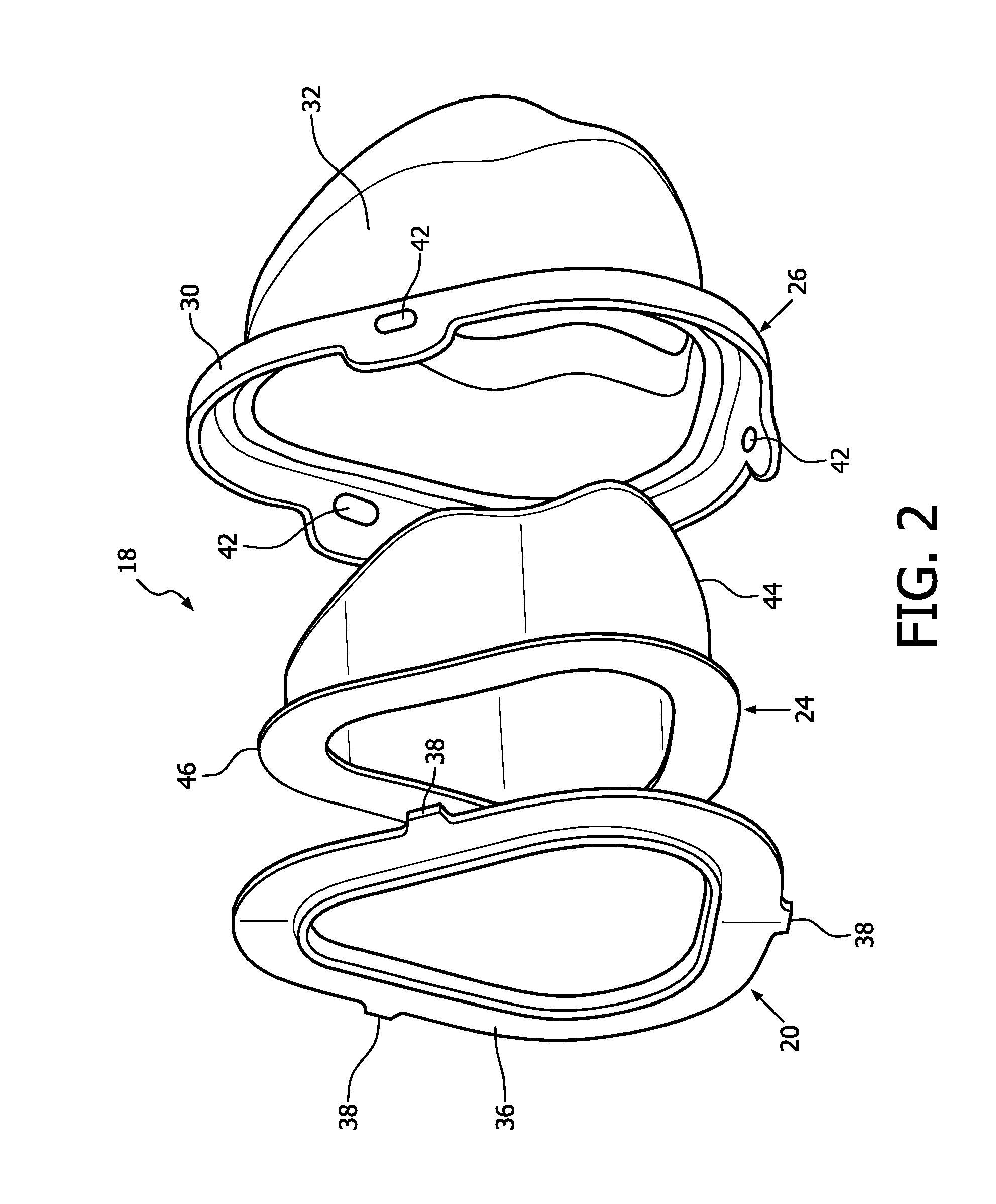 Facial mask with custom-manufactured cushion element, and associated method