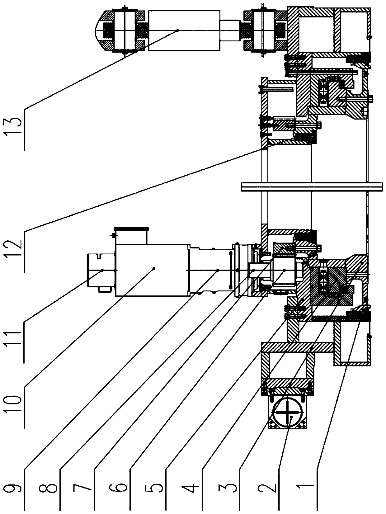 Main drive structure applied to super-large-diameter vertical shaft heading machine