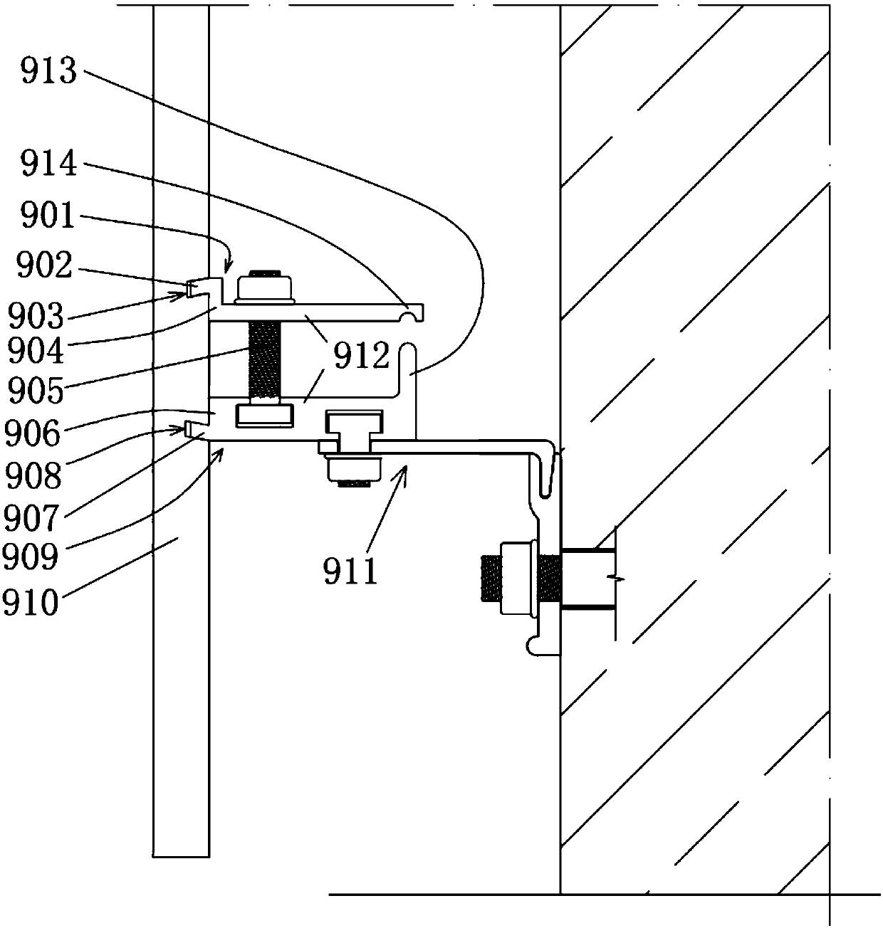 Back clamping type facing wallboard locking device