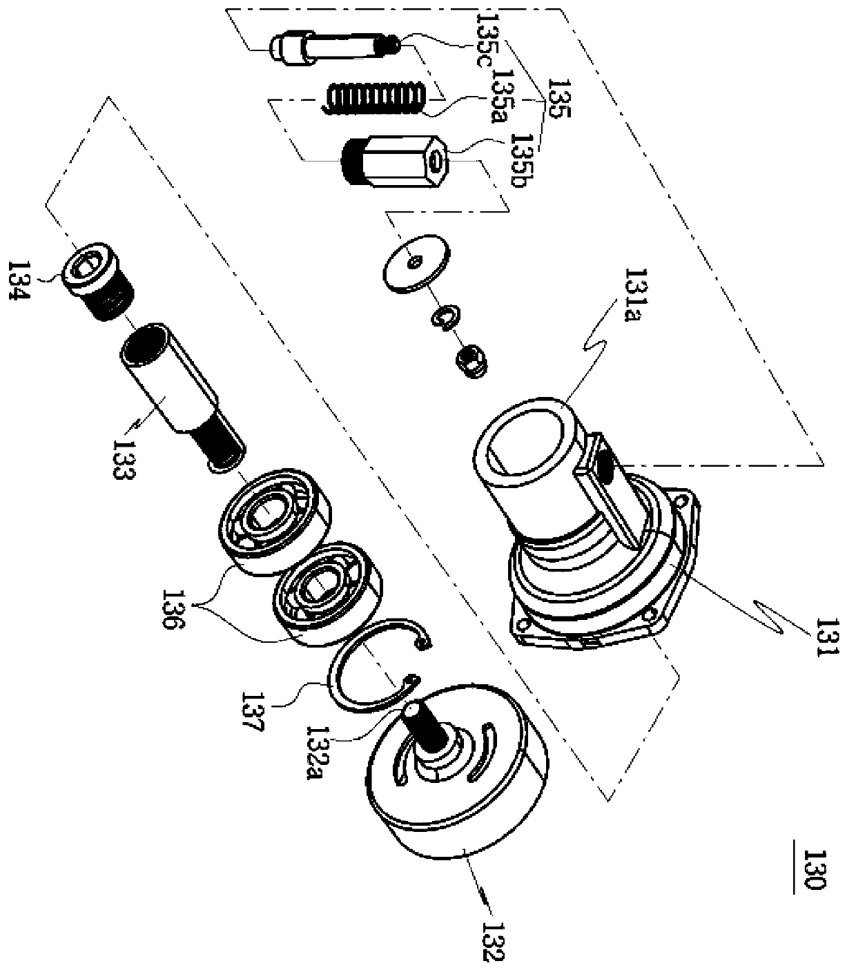 Clutch device and concrete pouring vibrator with same