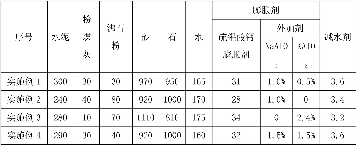 Low-frequency vibrating compacted shrinkage-compensating concrete and preparation method thereof