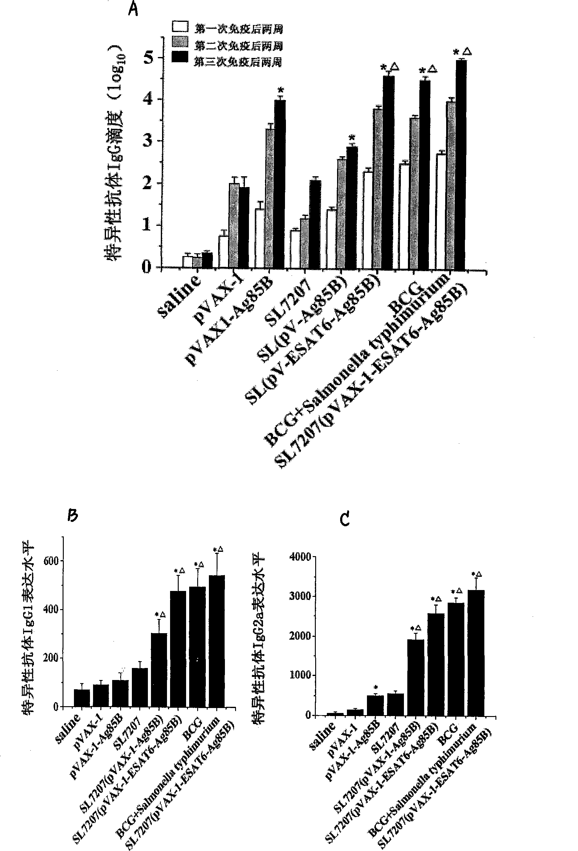 Attenuation bacteria carrier tuberculosis vaccine carrying tuberculosis, preparation method and application thereof