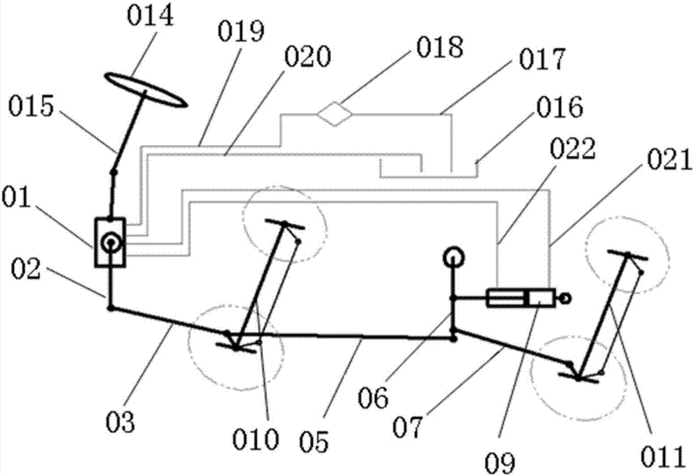 Dual-front axle vehicle steering system