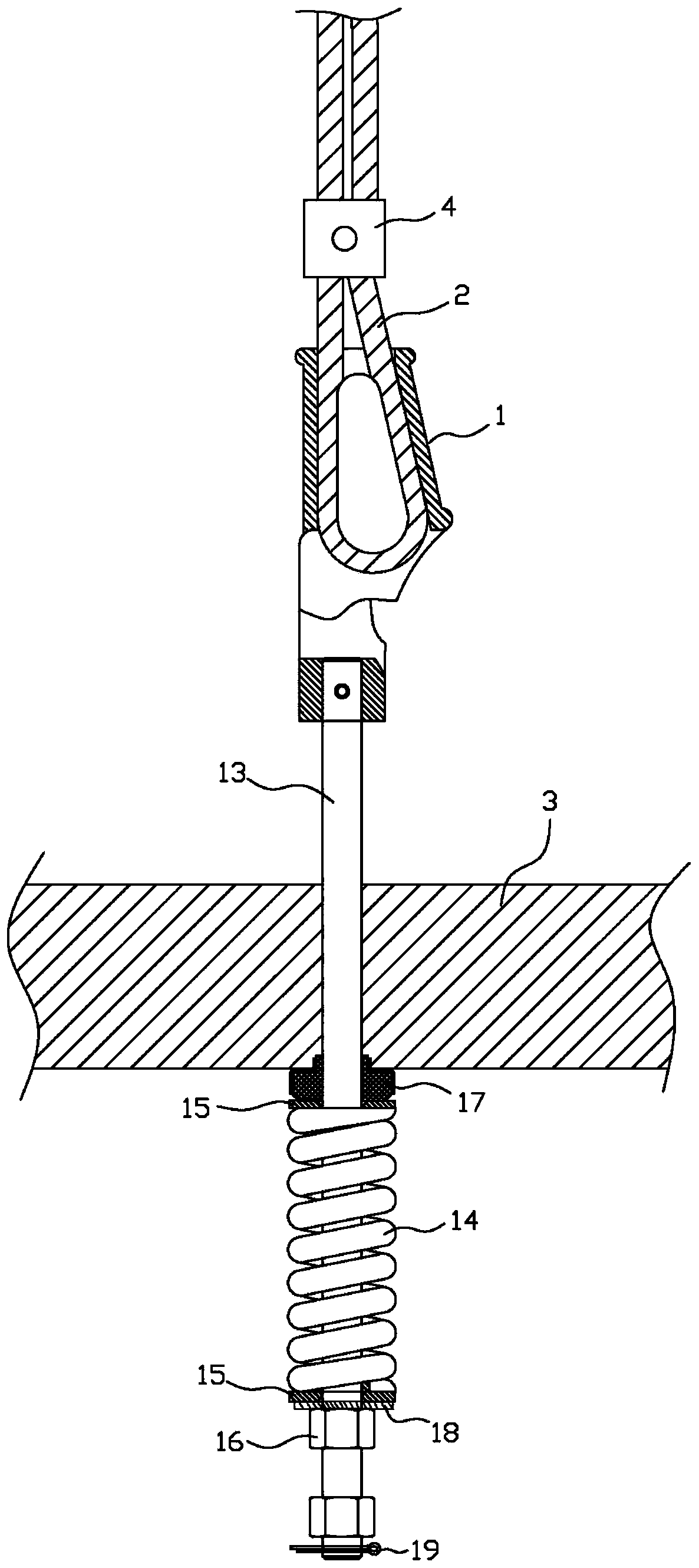 Rope end connecting piece, hoisting structure and traction type building construction elevator