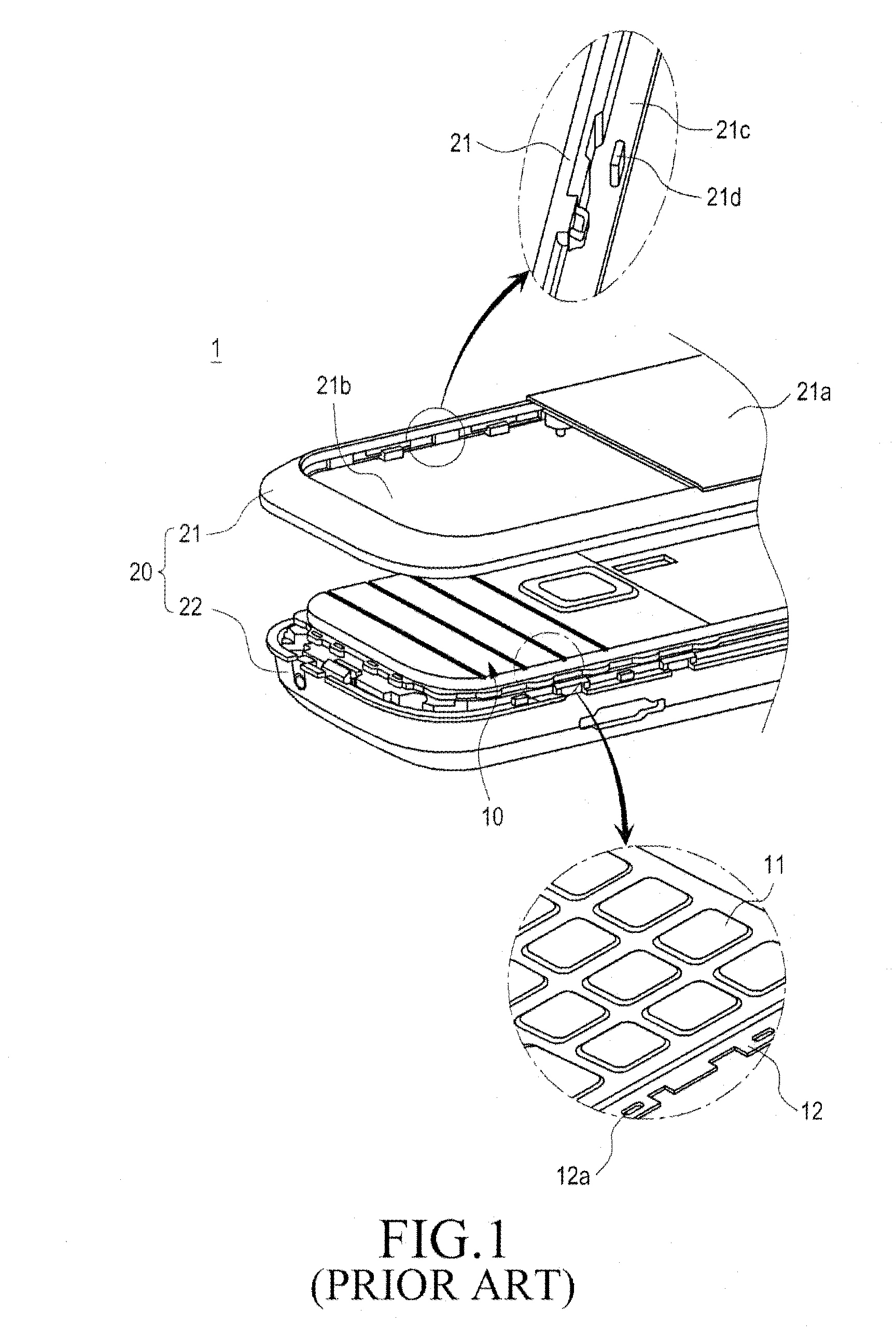 Keypad coupling device for portable terminal
