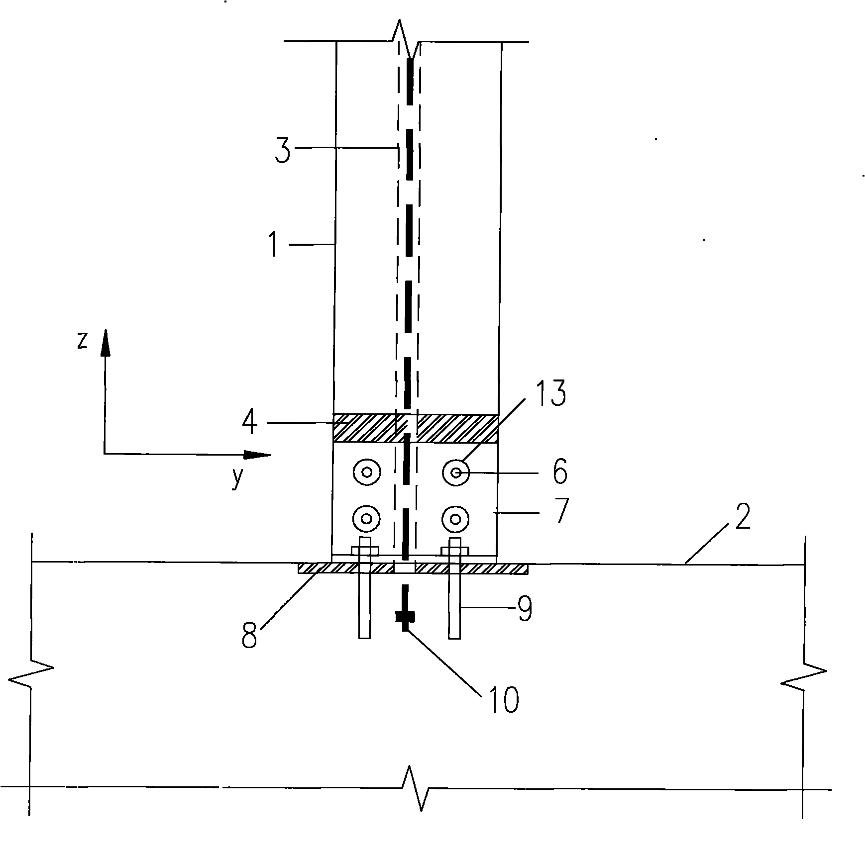 Friction energy consumption type node connection device for self-centering pier column structure