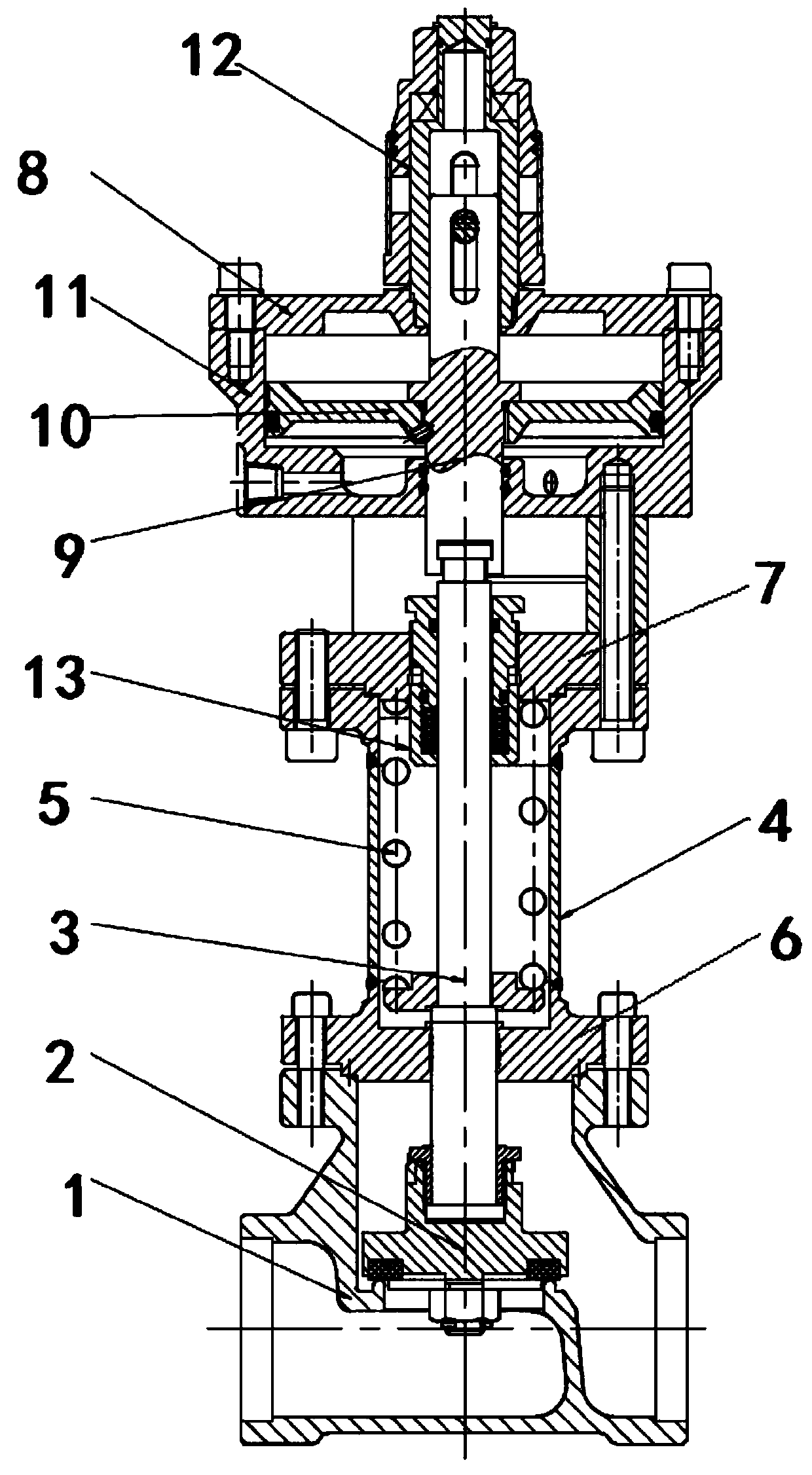 Low-temperature emergency shutoff valve of novel spring air cylinder separation structure