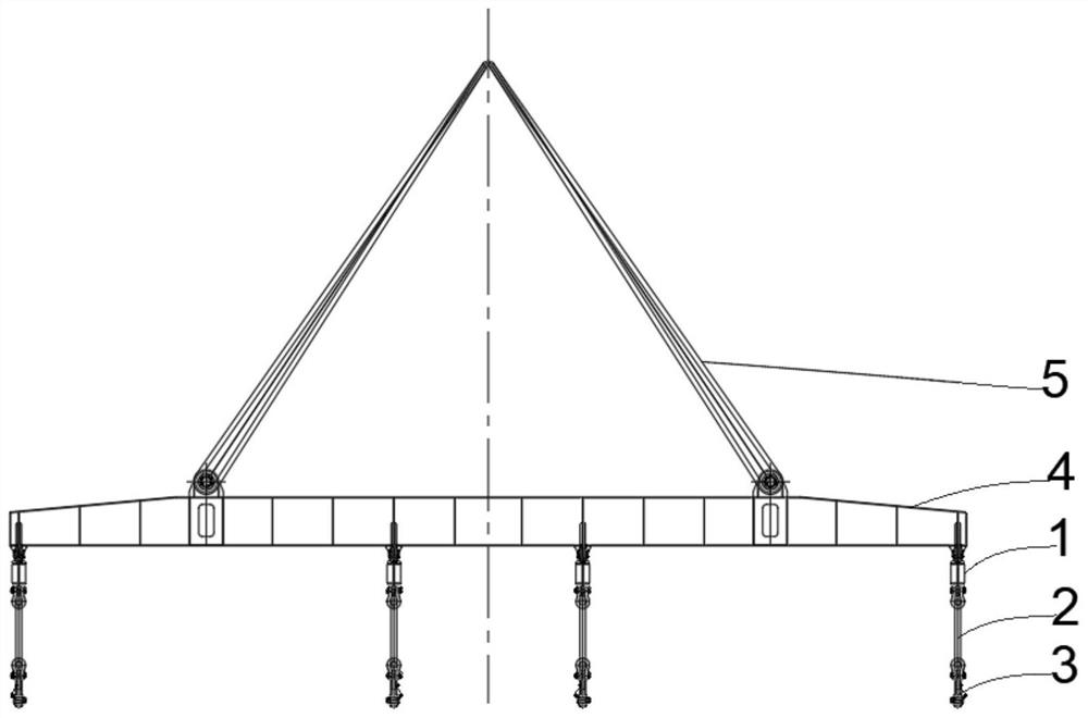 Distribution beam device for hoisting wide-body ultra-long asymmetric beam section component