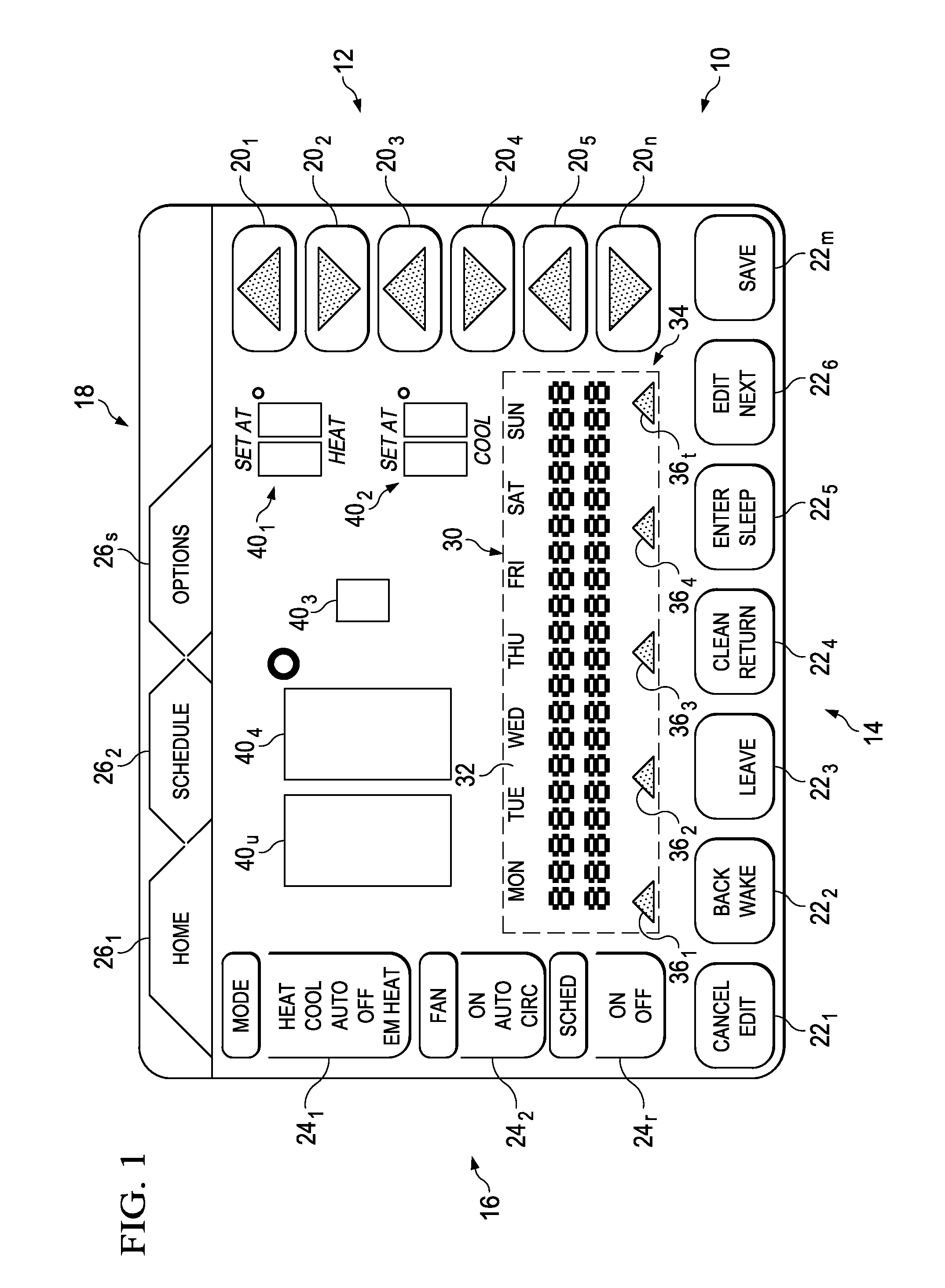 Display apparatus and method having multiple day programming capability for an environmental control system