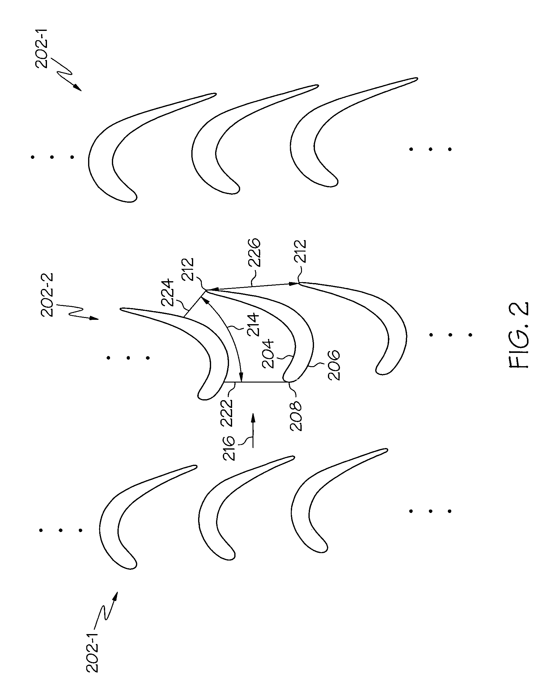 Process to minimize turbine airfoil downstream shock induced flowfield disturbance