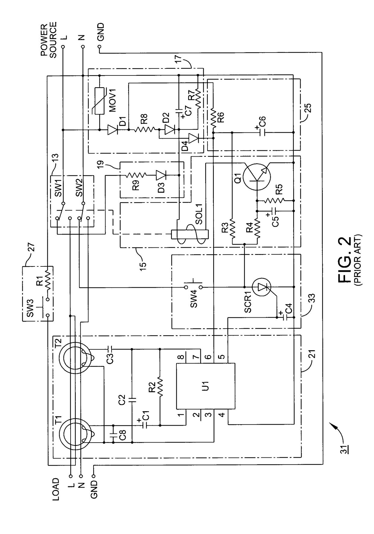 Universal ground fault circuit interrupter (GFCI) device and printed circuit board package