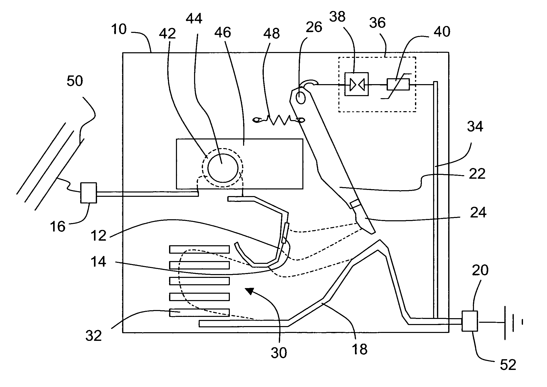 Device for protection against voltage surges with mobile electrode