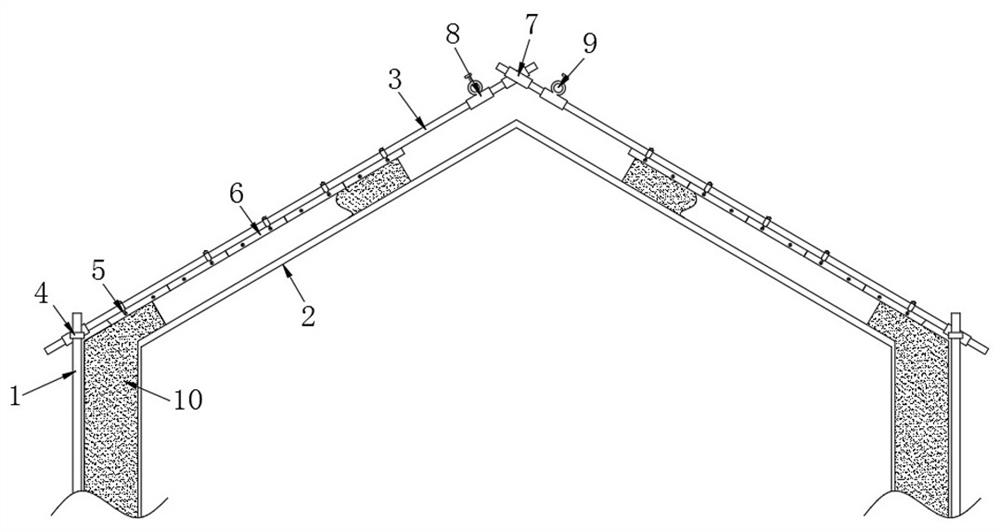 Suspension of aluminum alloy formwork and its construction method on large-slope reinforced concrete sloping roof