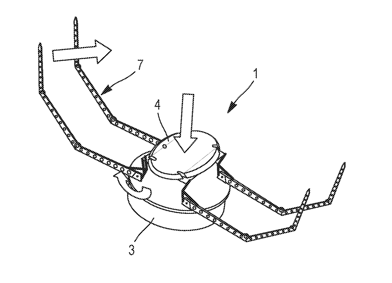 Device for sensing a space object, including a pressure element and at least two resealable elements on the space object