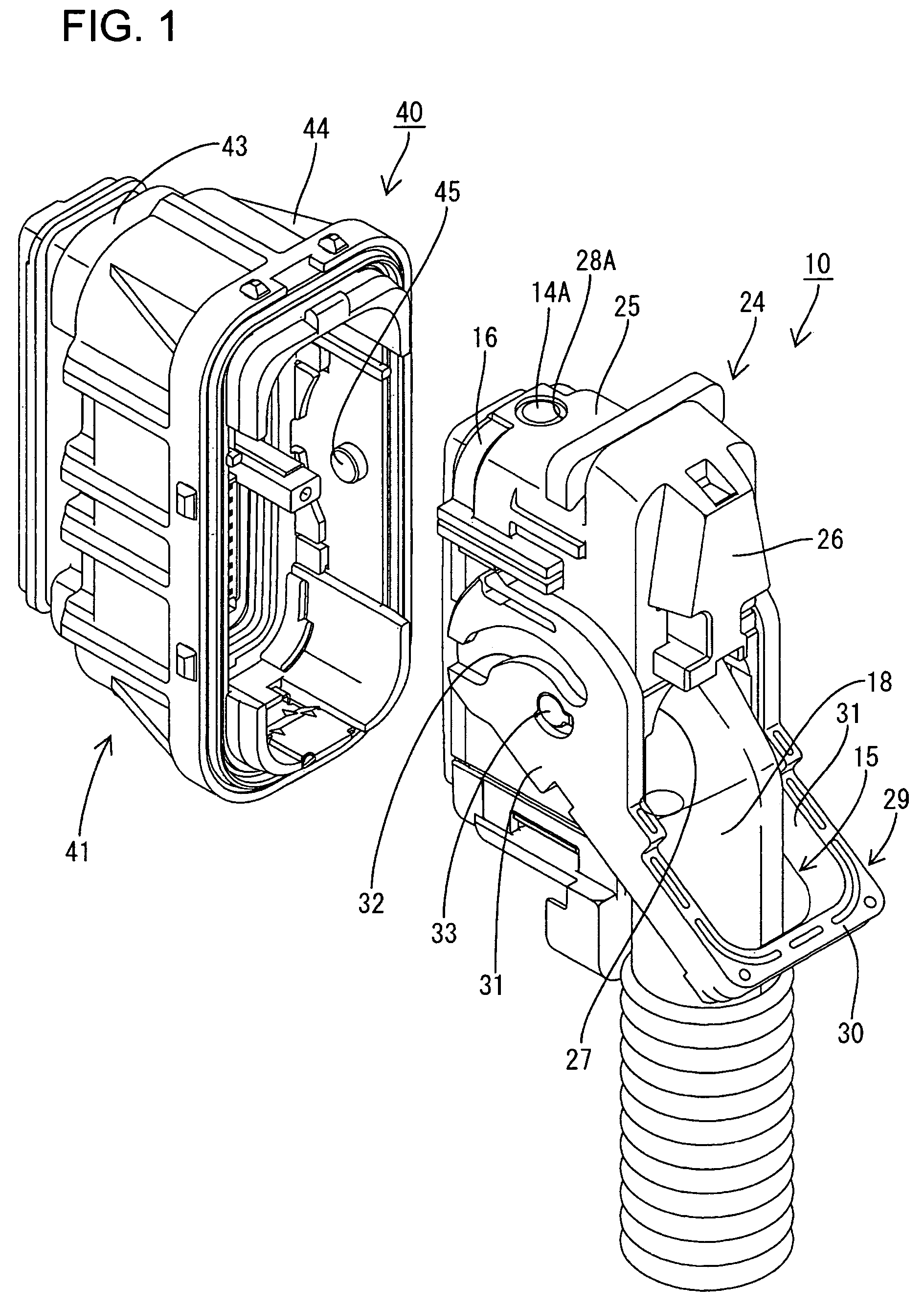 Connector with a sealing boot having inner and outer sealing lips
