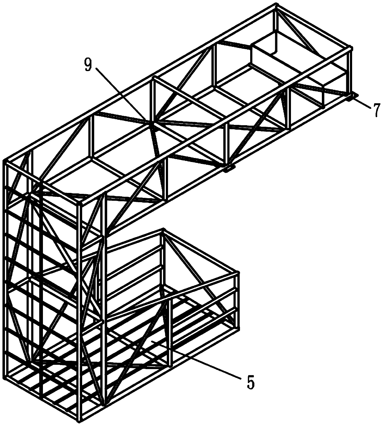 Steel box girder construction platform and using method