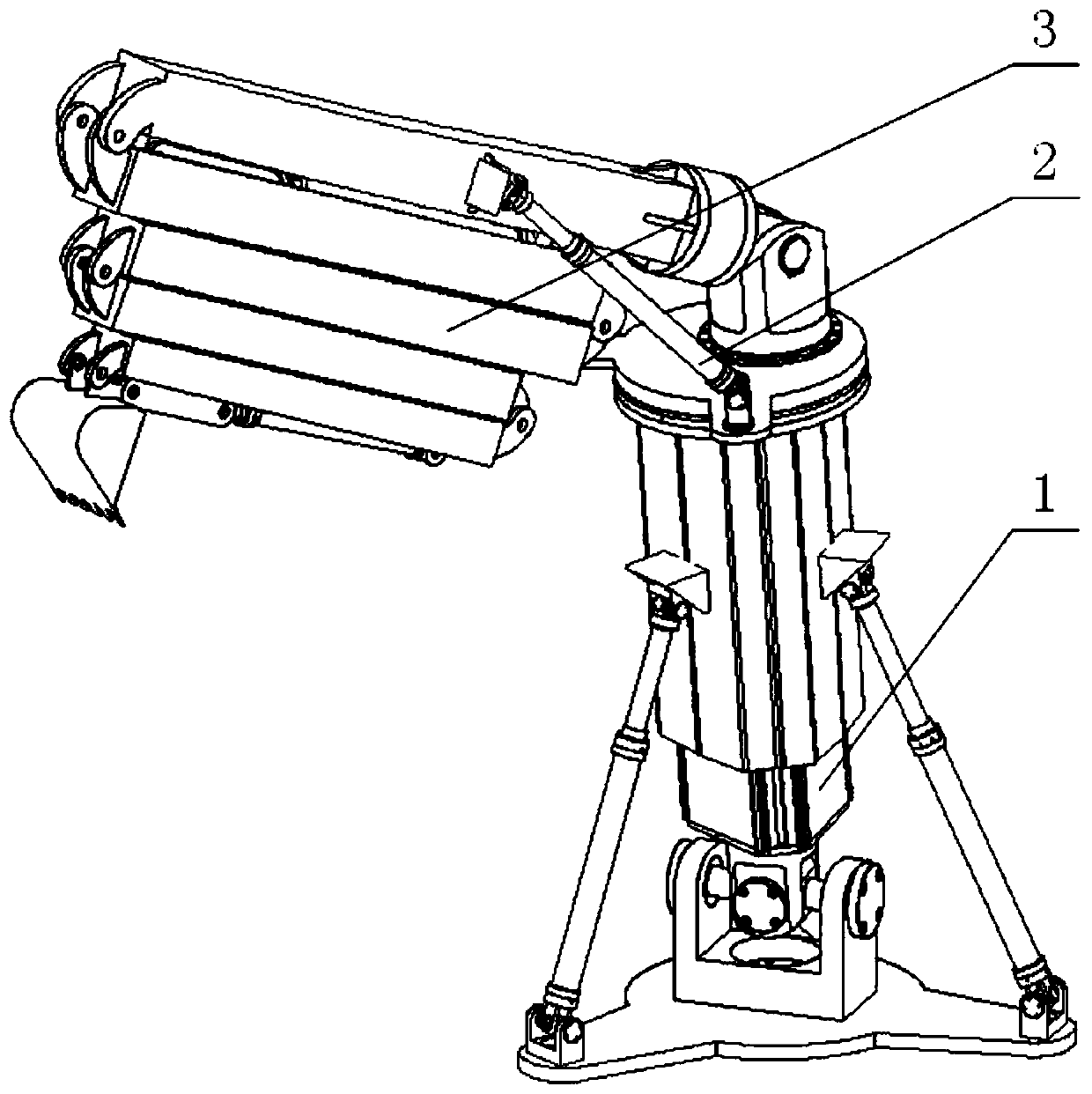 Six-degree-of-freedom wave compensation marine ultra-long mechanical arm