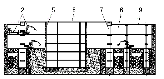 Construction method of using down-top method for excavating earthworks in top-down construction