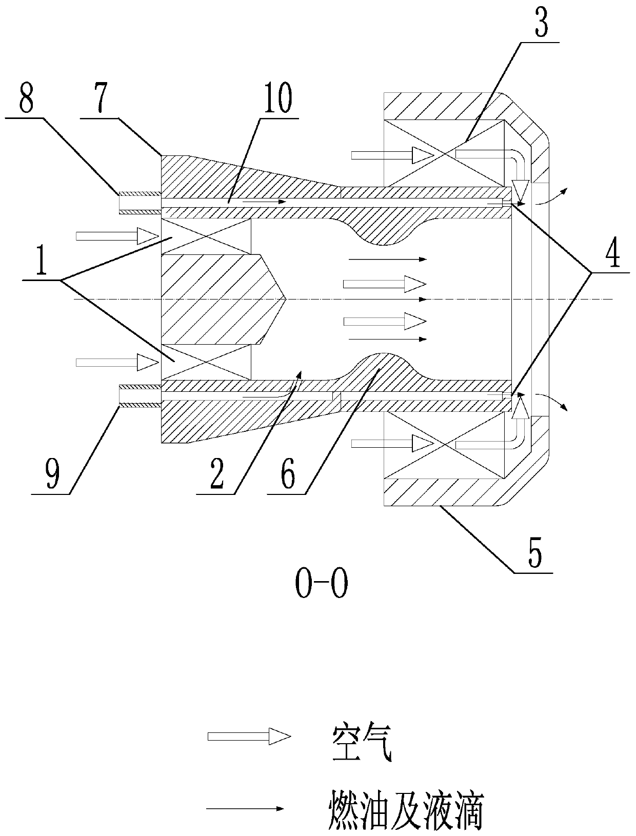 Air atomization nozzle of double-oil-path and double-rotational-flow structure