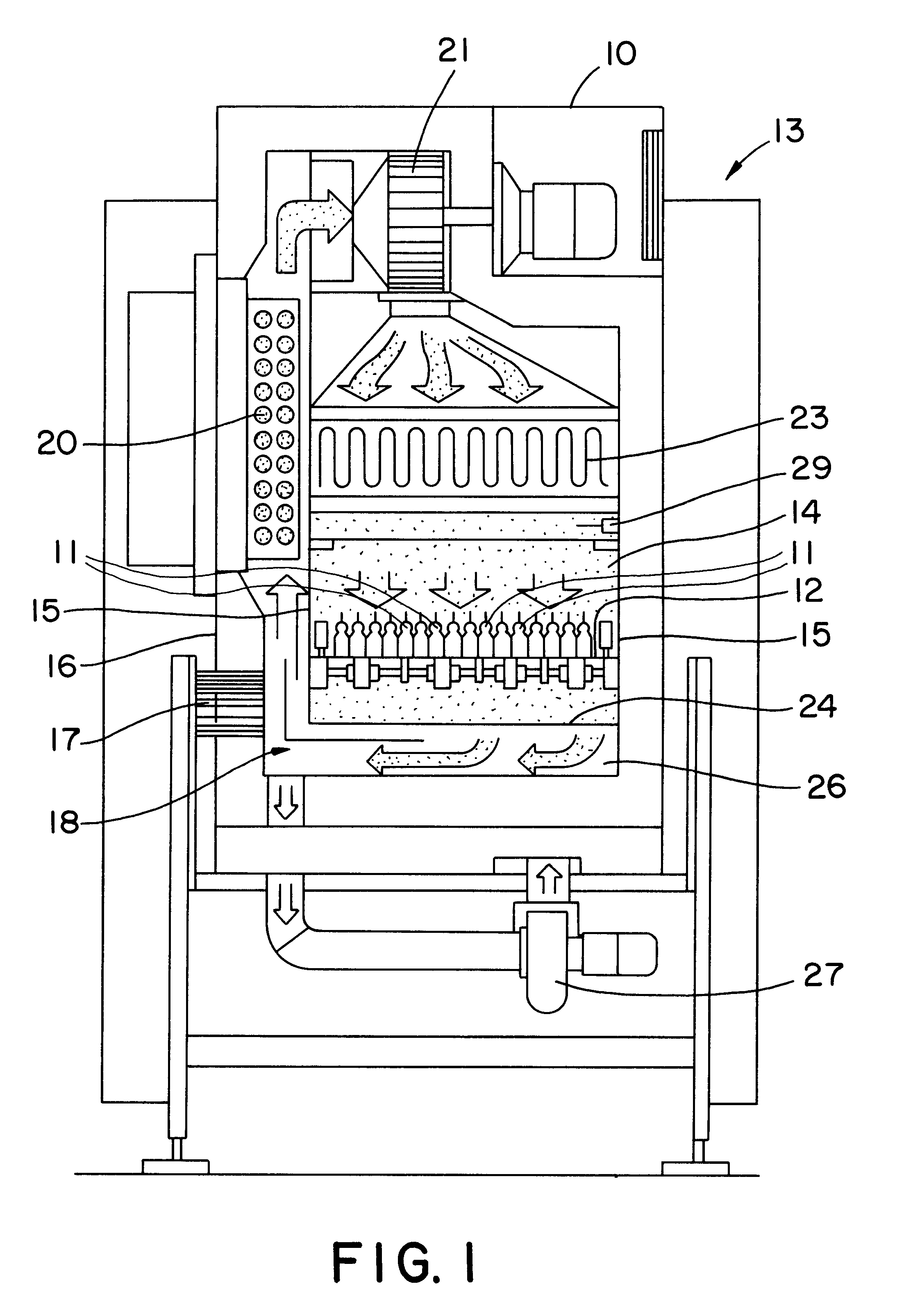 Method for controlling air speed in a sterilizing tunnel during the heating of same tunnel