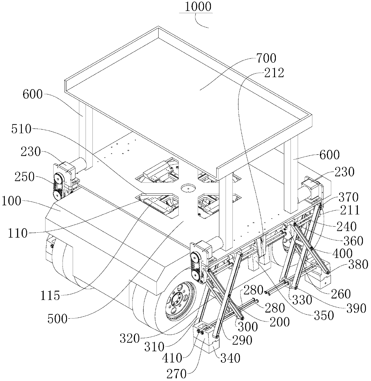 Carrying device capable of adapting to uneven ground environment