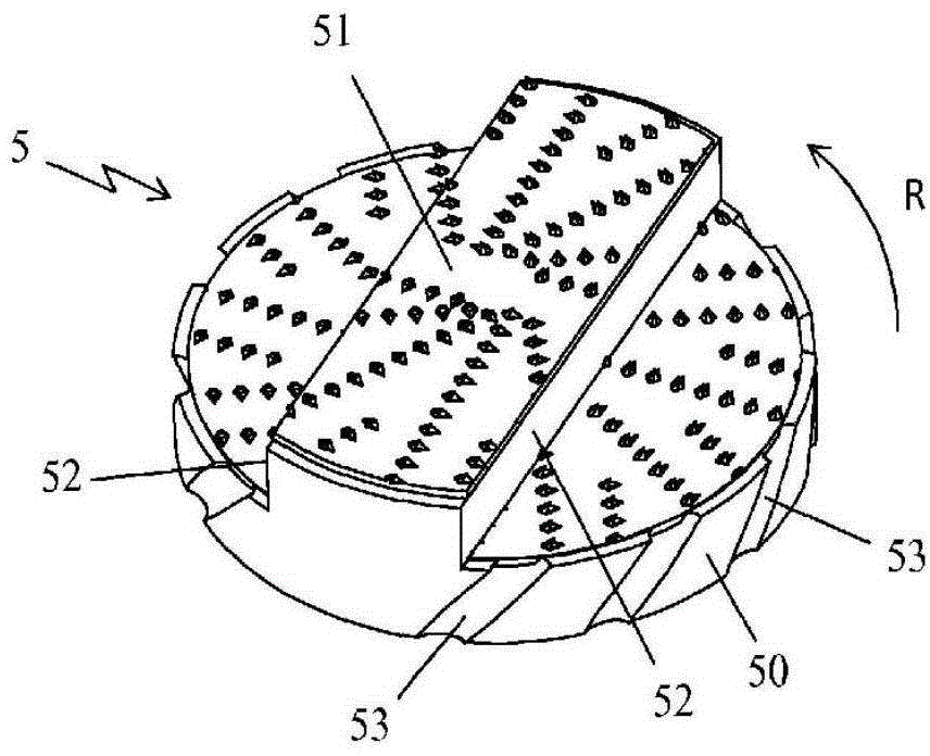 Household food preparation apparatus comprising work receptacle containing grinding tool