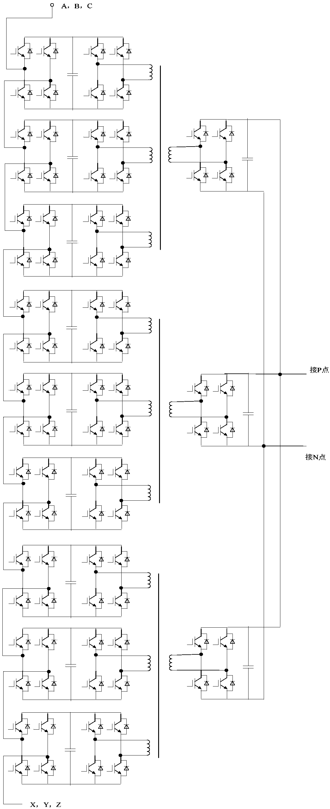 A power electronic transformer with an energy storage device