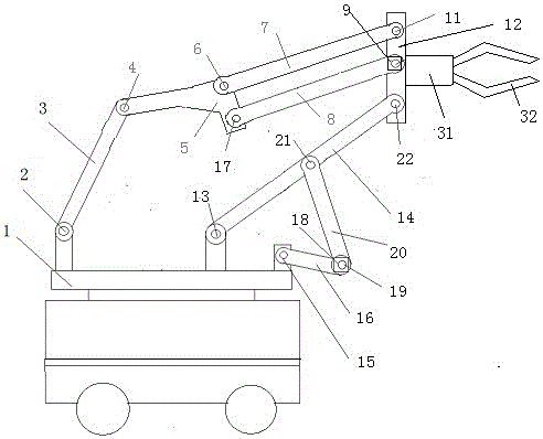 Servo drive rod type variable freedom degree mechanical arm for assembling work