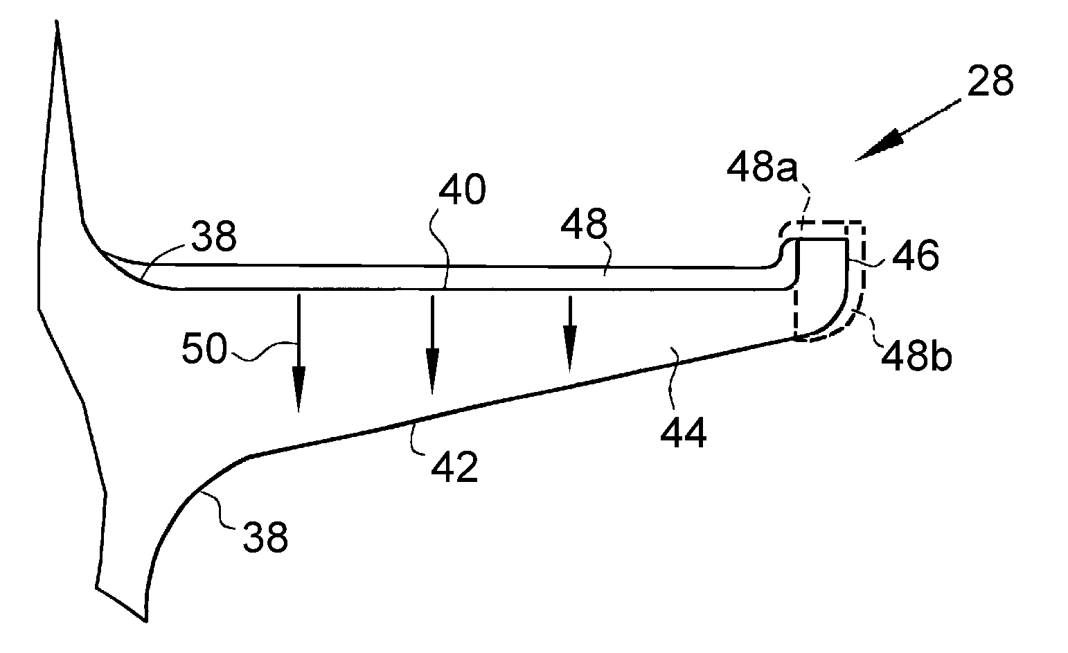 Rotating airfoil component of a turbomachine