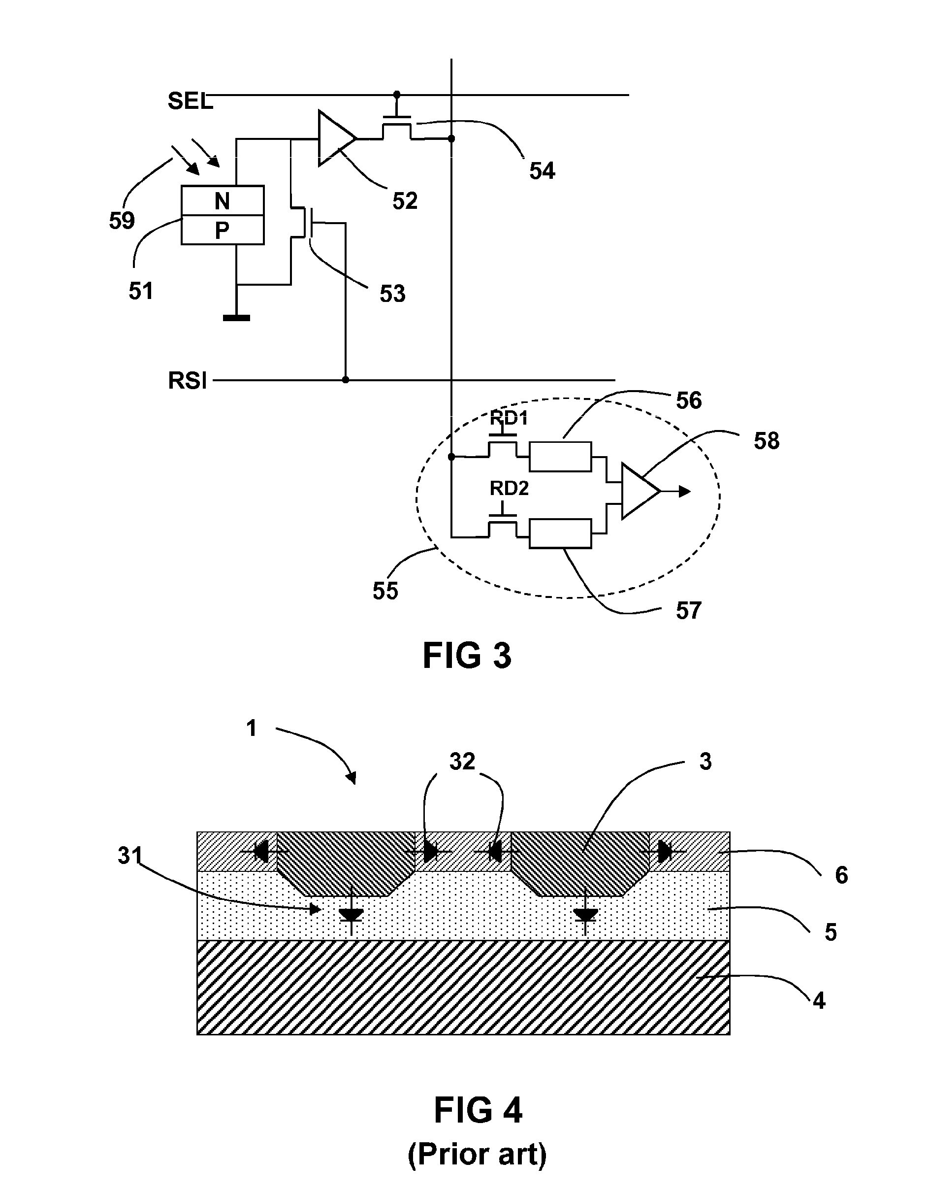 Photodiode array having a charge-absorbing doped region