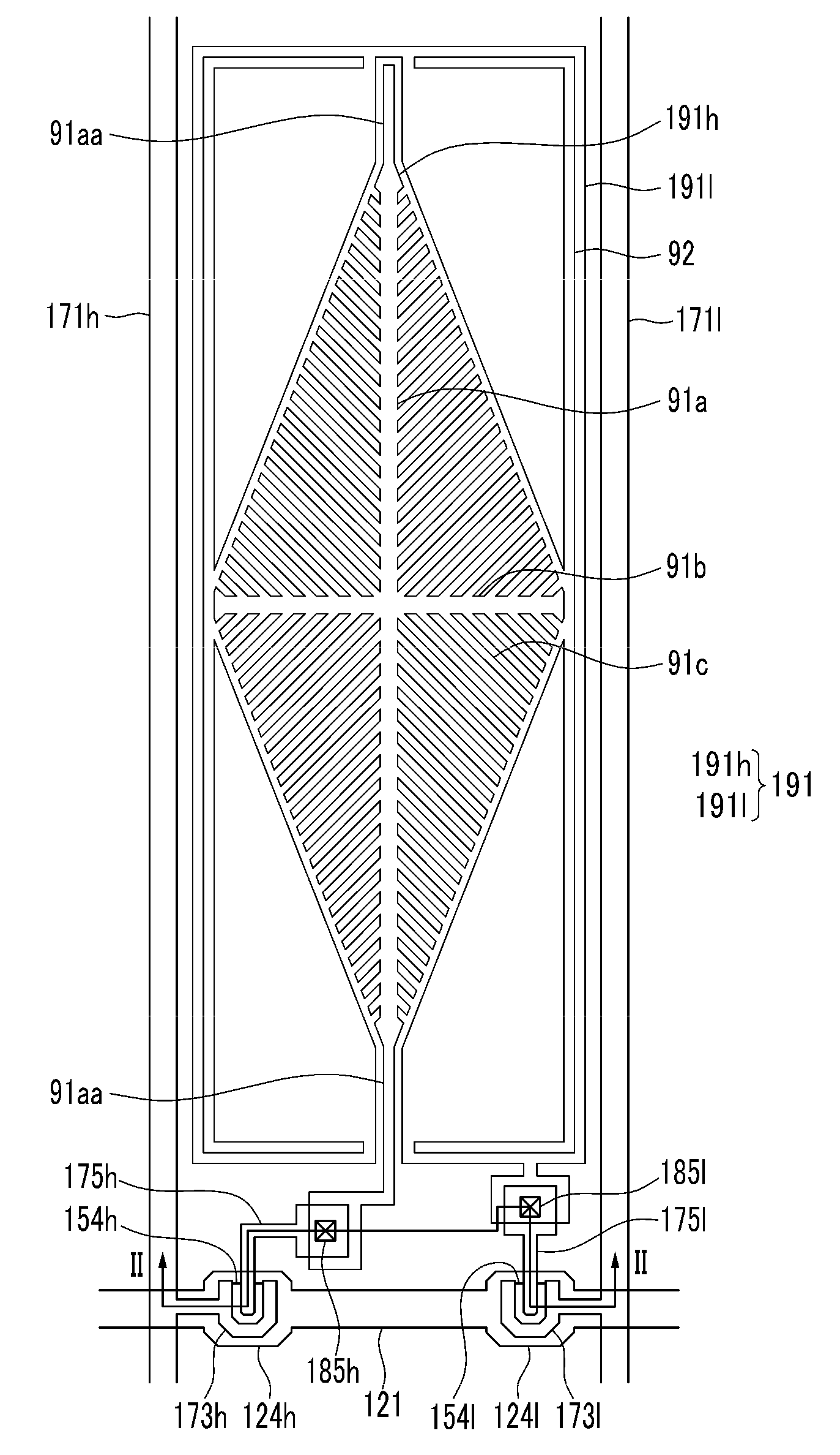 Liquid crystal display having particular pixel structure