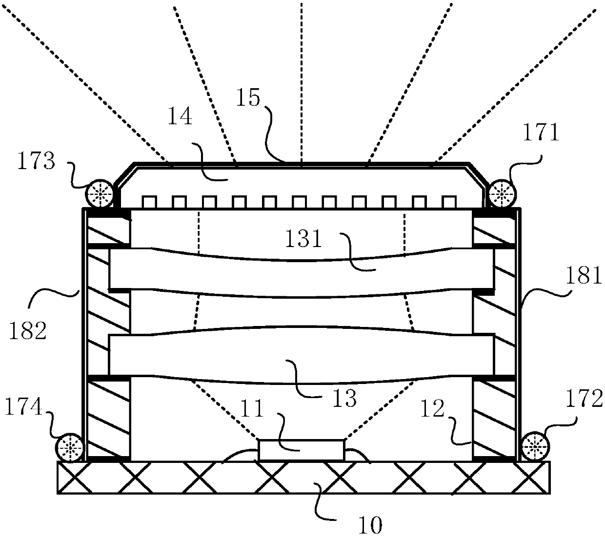 Optical projection apparatus including monitoring film and packaging method thereof