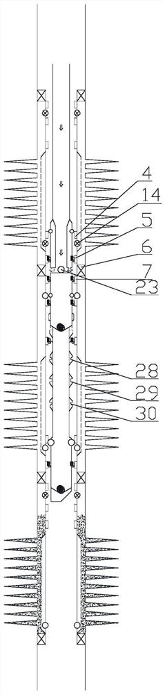 One-time multi-layer gravel packing operation method for long-span perforation section