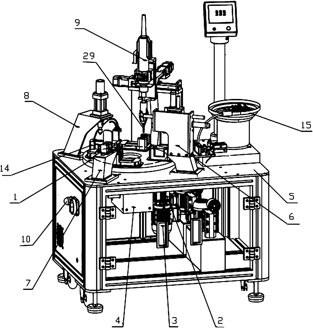 Automatic assembling device for lever handles of doors and windows