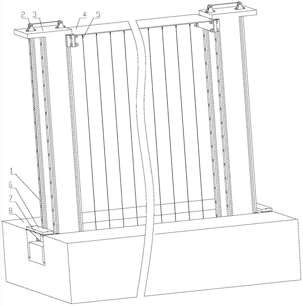 Steel wire type vertical telescopic door capable of automatically tensioning