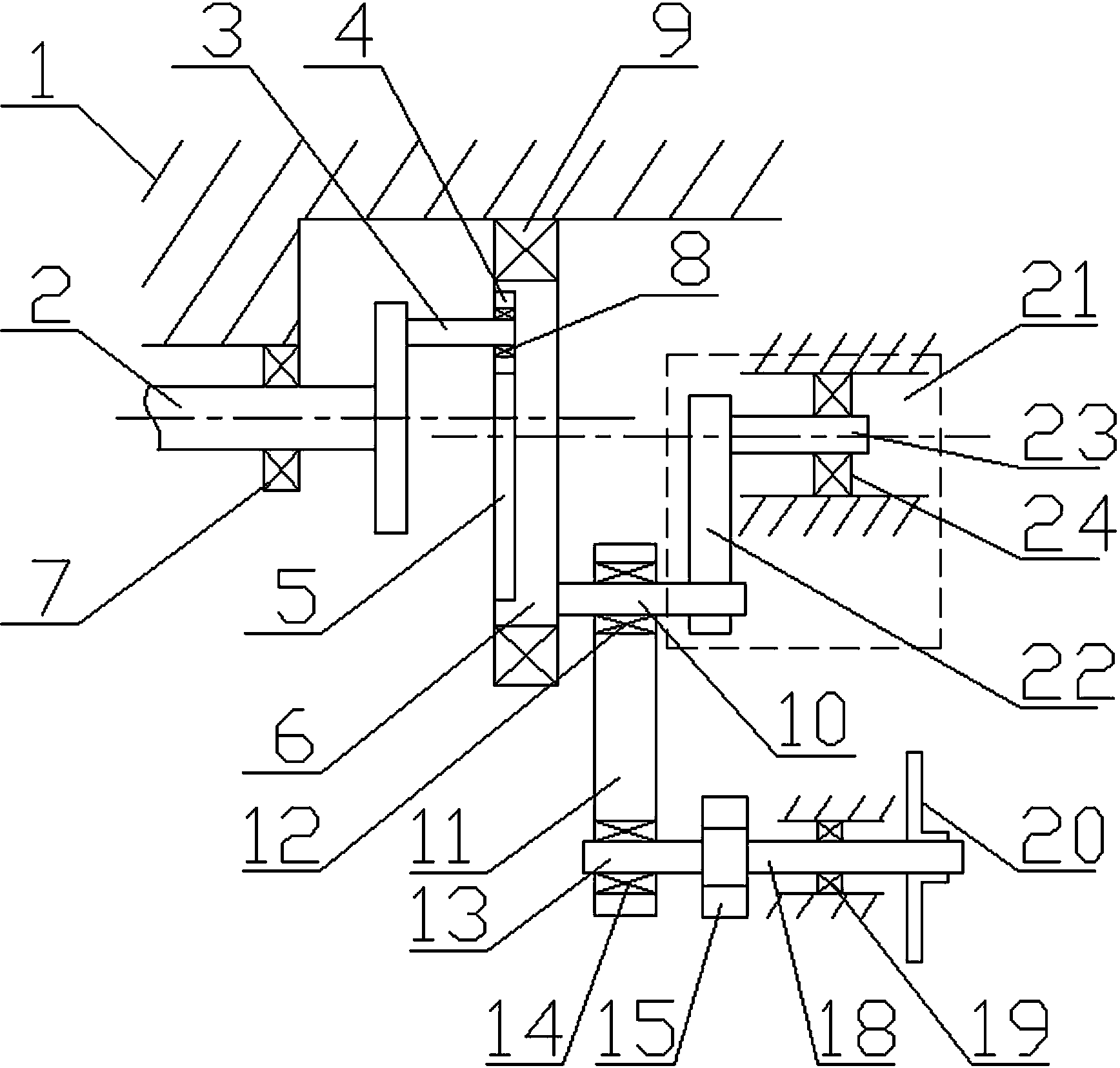 Horizontal rotating weft-guiding transmission mechanism for weaving machine