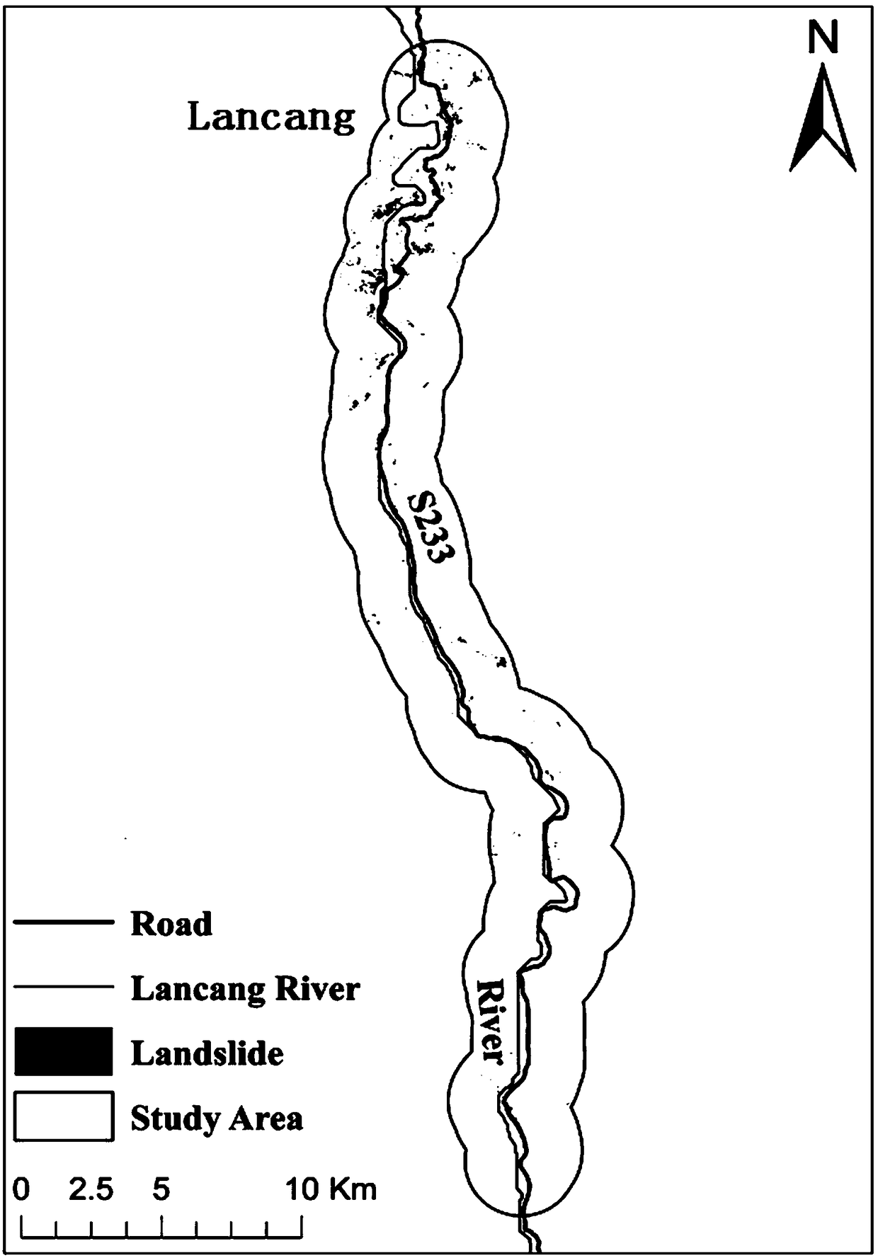 Fast extraction method of highway landslide area