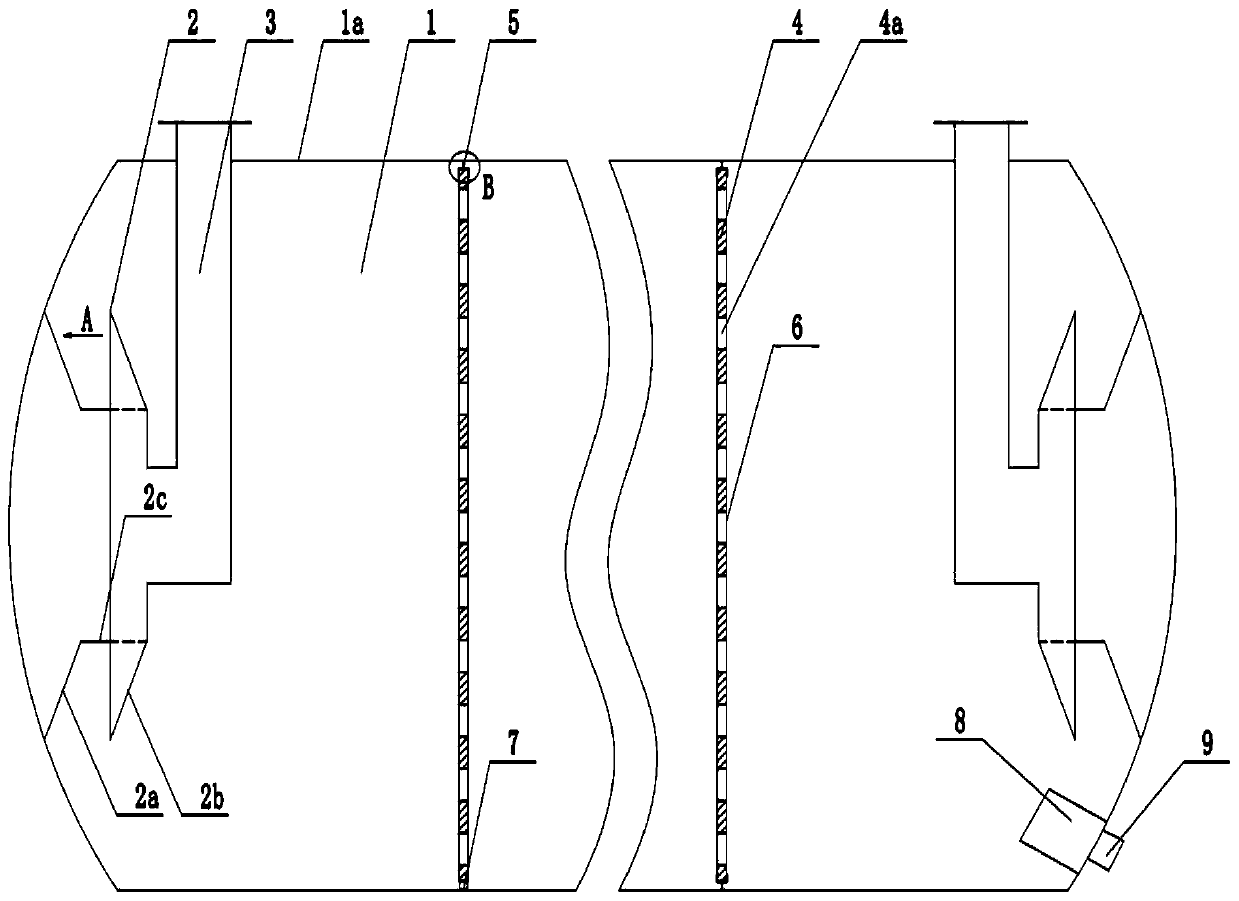 Horizontal energy storage tank applying combined water distributing device