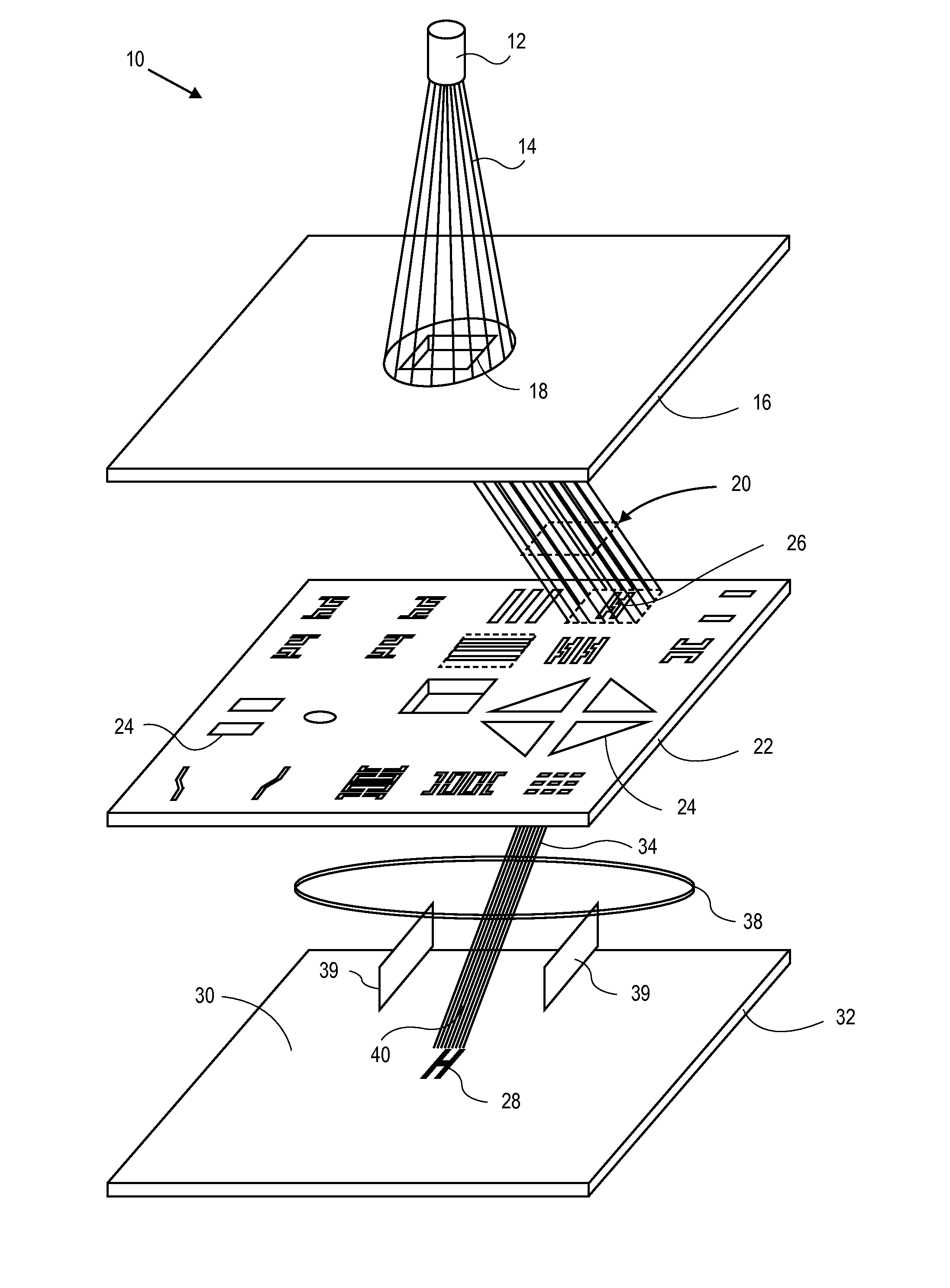 Method and system for manufacturing a surface using character projection lithography with variable magnification