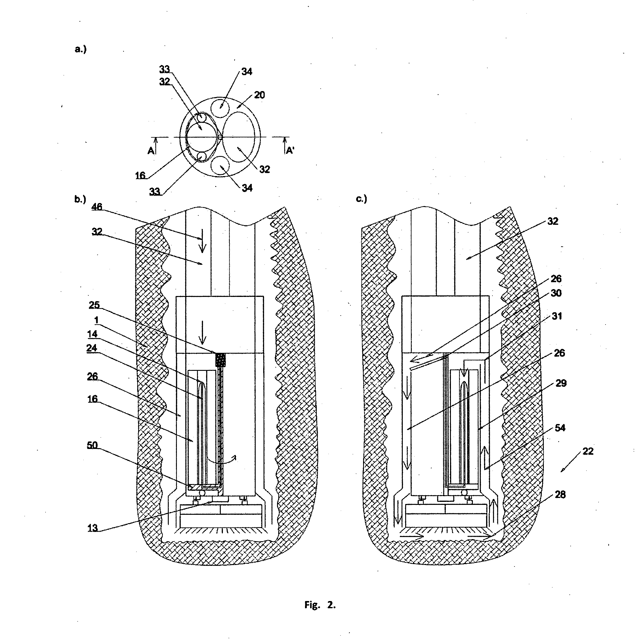 Device for performing deep drillings and method of performing deep drillings