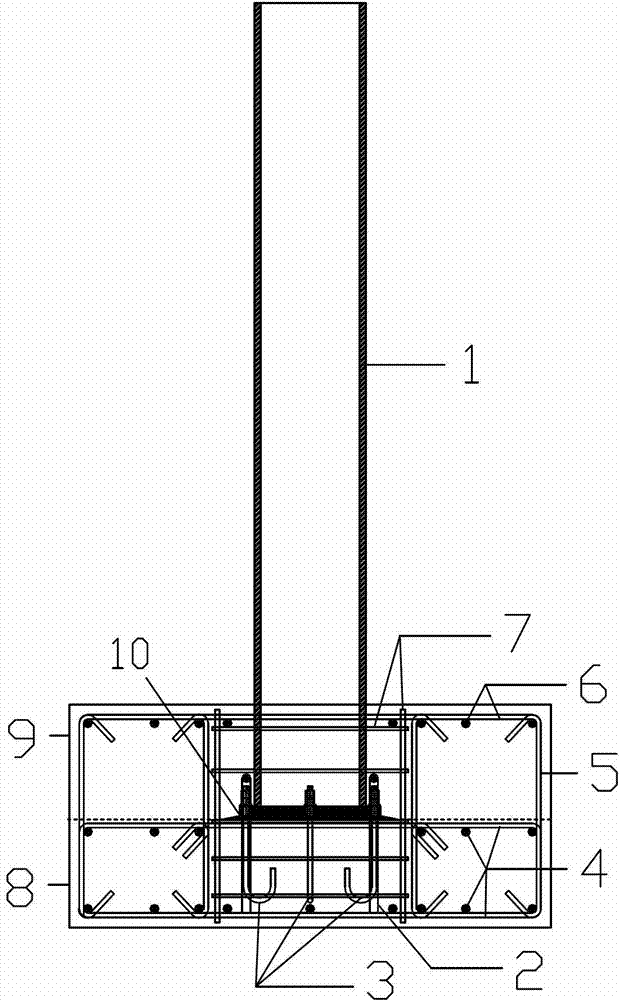 Shallow buried steel column base and construction method thereof