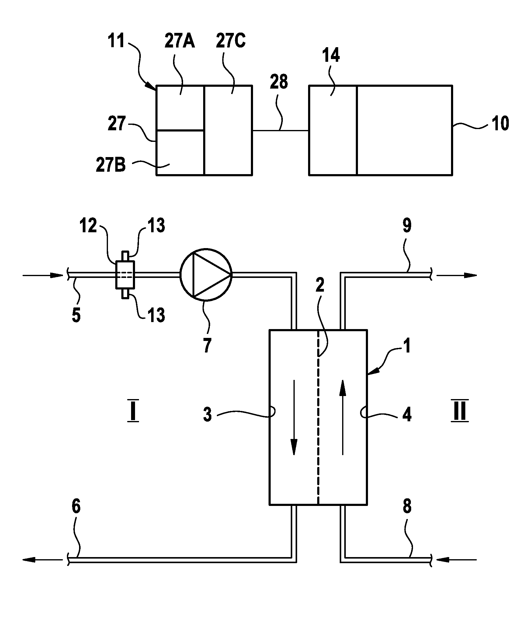 Device for determining a concentration of a constituent of blood in a hose line