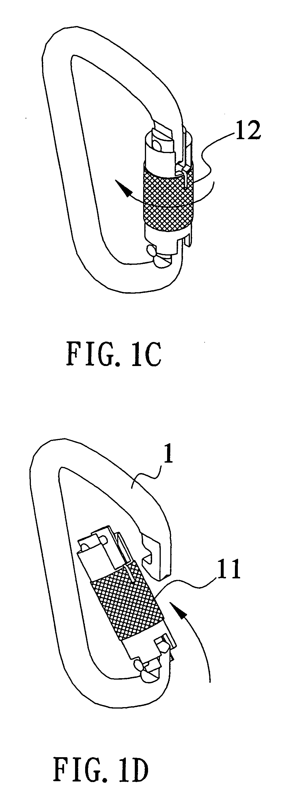 Carabiner with improved gate structure