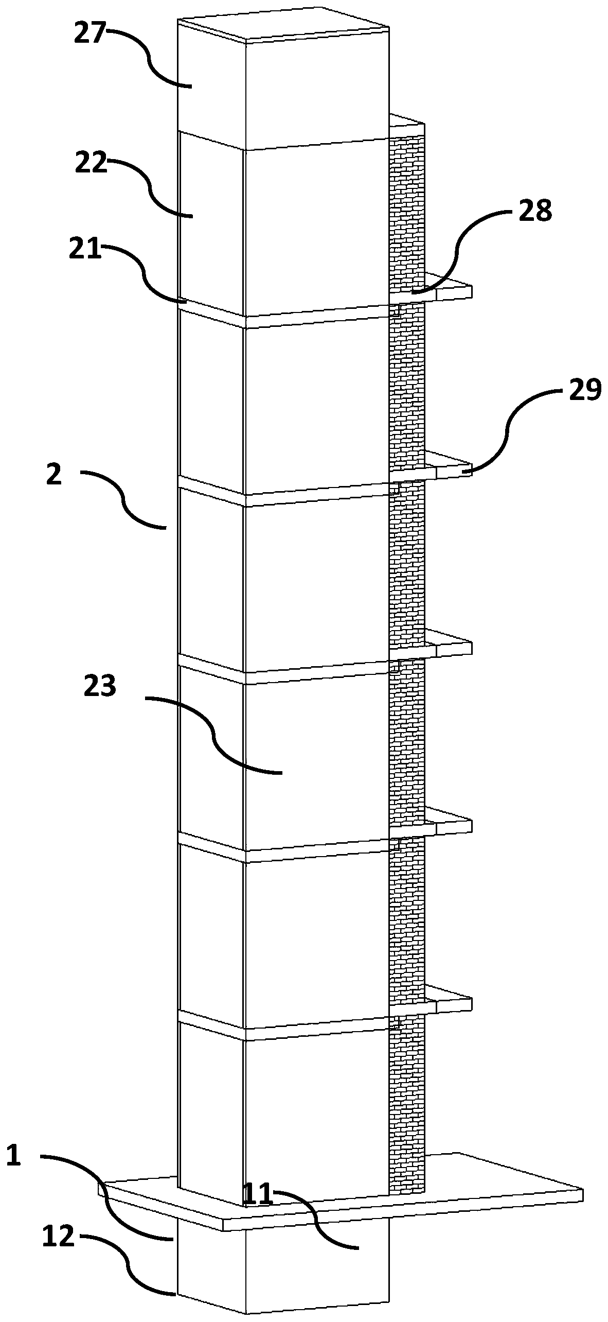 Fully-assembled well of existing building loading elevator and mounting method thereof