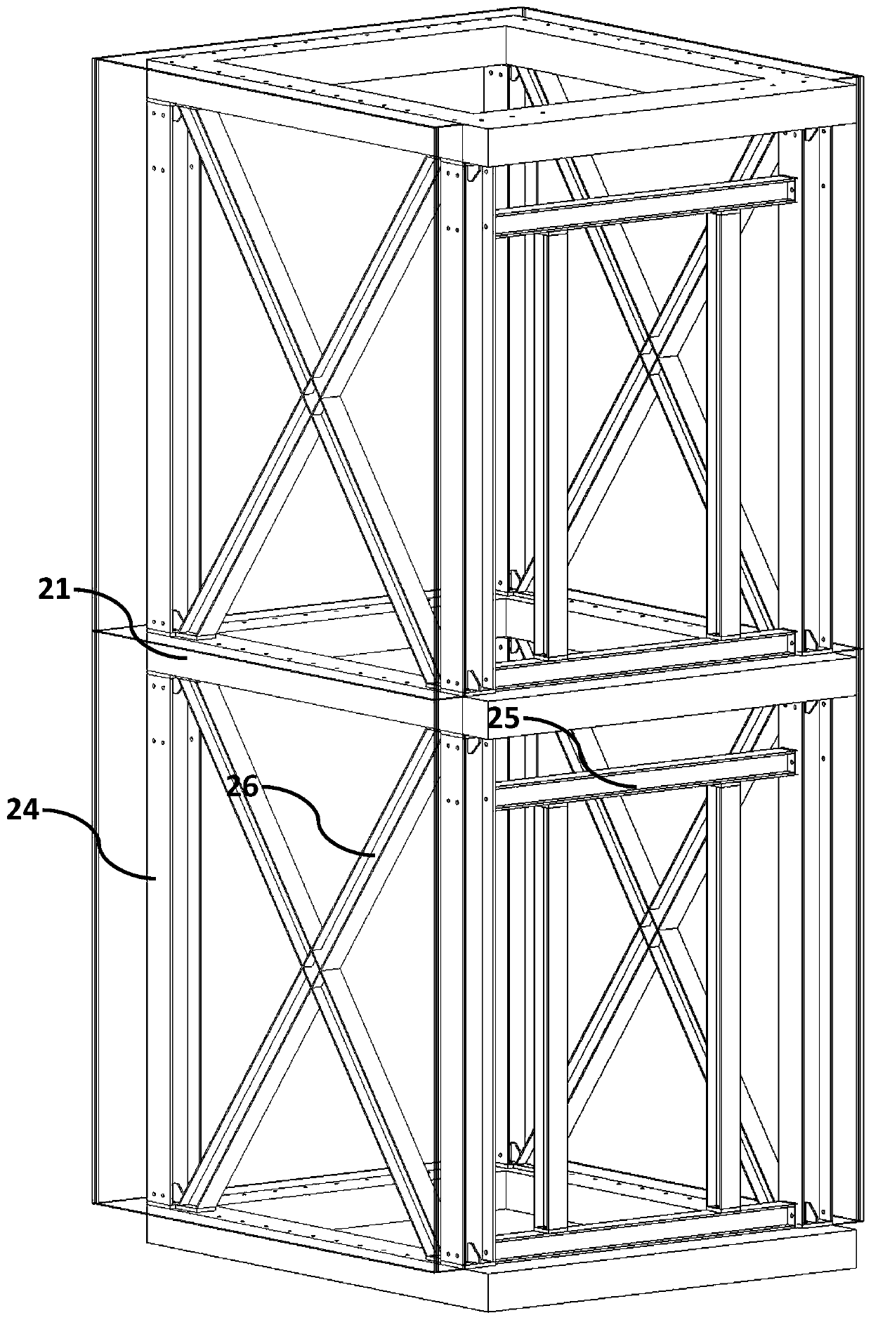Fully-assembled well of existing building loading elevator and mounting method thereof